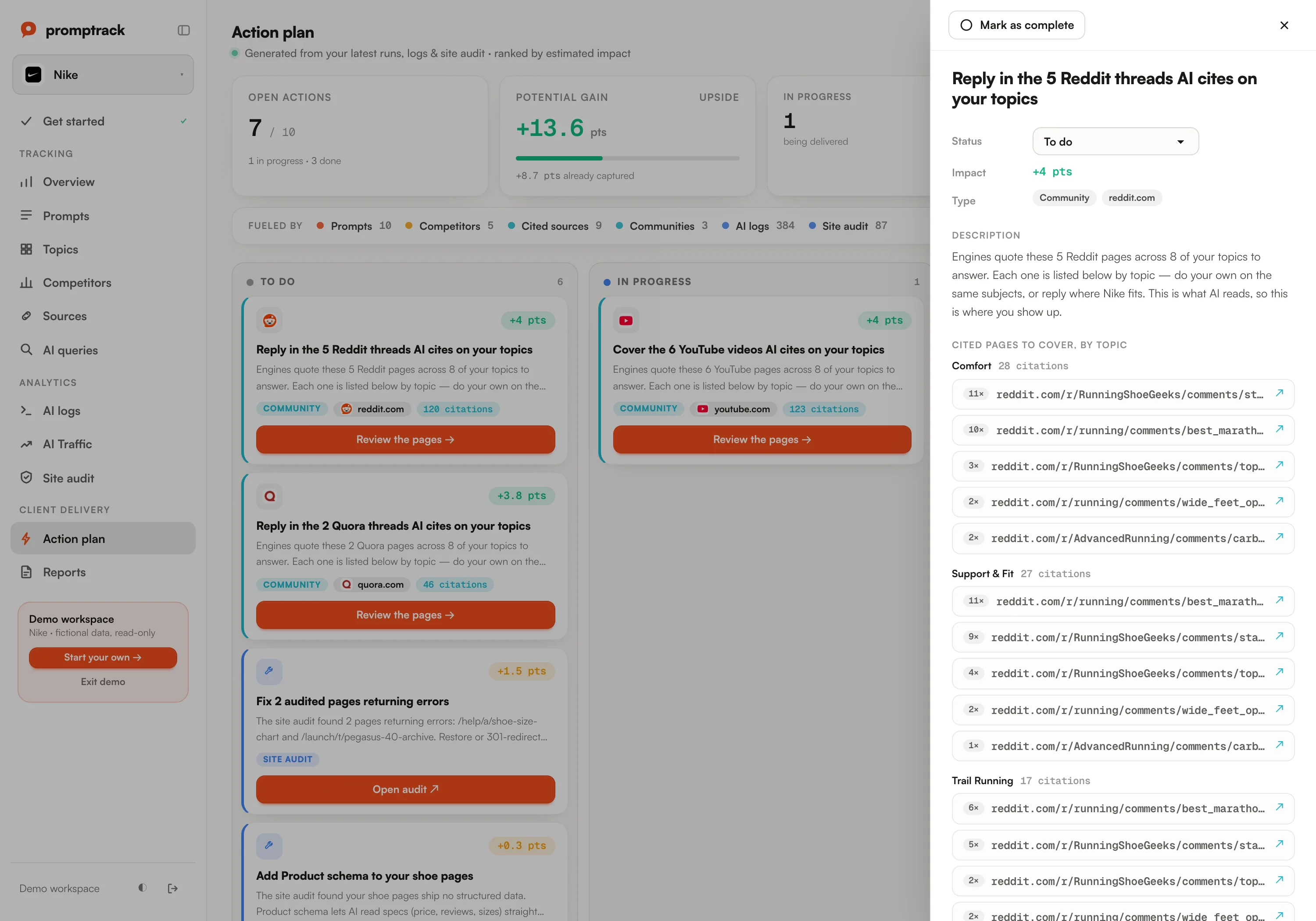 For SEO consultants: Promptrack dashboard